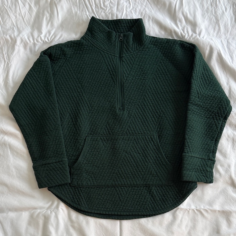 GAP Dark Green Quilted Pullover Sweatshirt